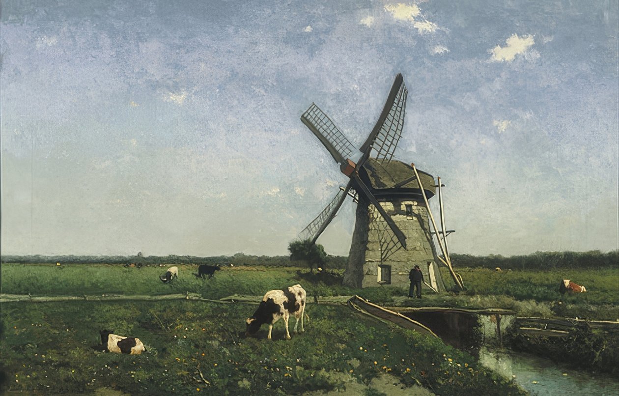 Krajina s větrným mlýnem poblíž Schiedamu. 1873 od Jan Hendrik Weissenbruch