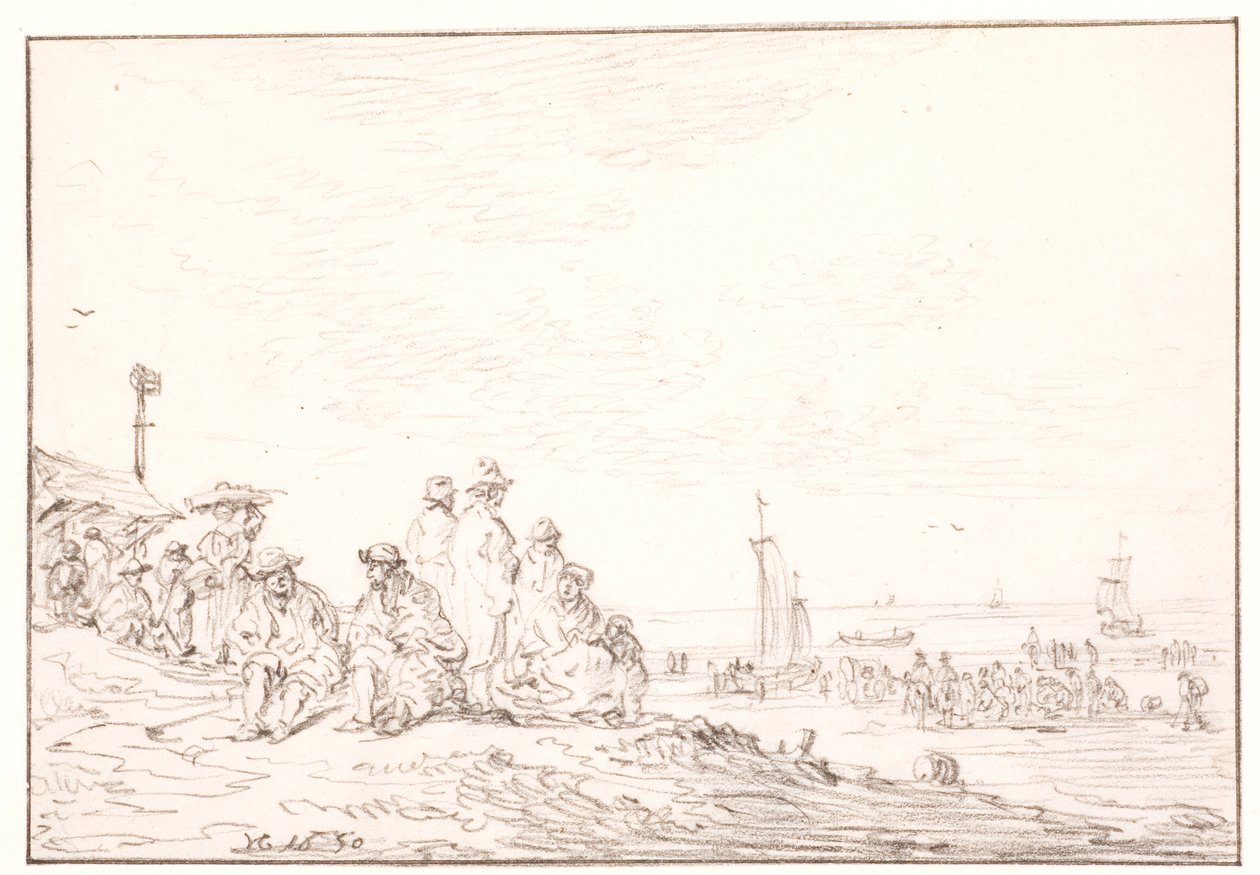 Pláž s mnoha lidmi od Jan Josefsz van Goyen