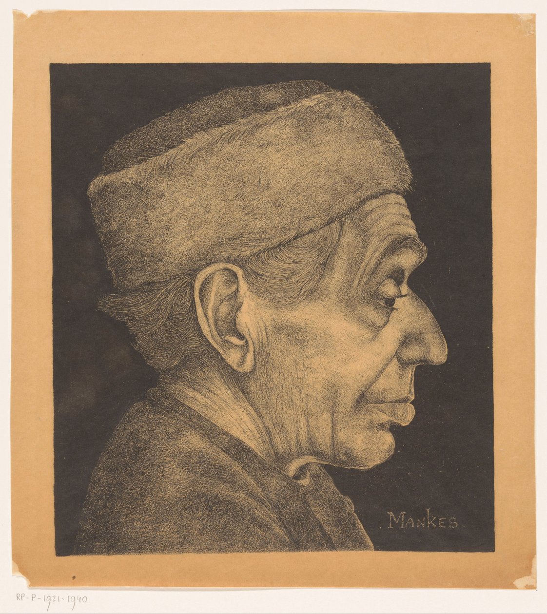Portrét Douwe s kloboukem od Jan Mankes