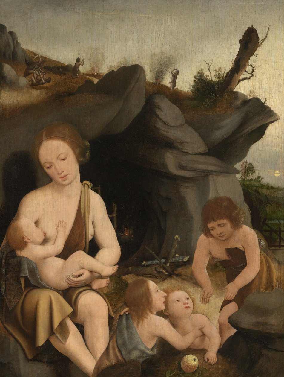Eva a čtyři děti, kolem roku 1520 od Jan Mostaert