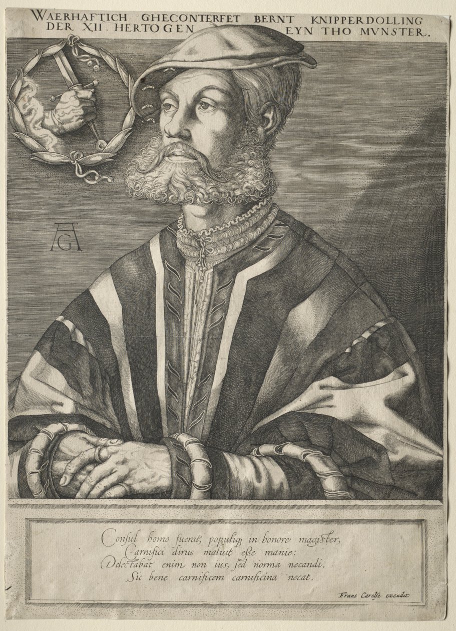 Portrét Bernarda Knipperdollinga. od Jan Muller