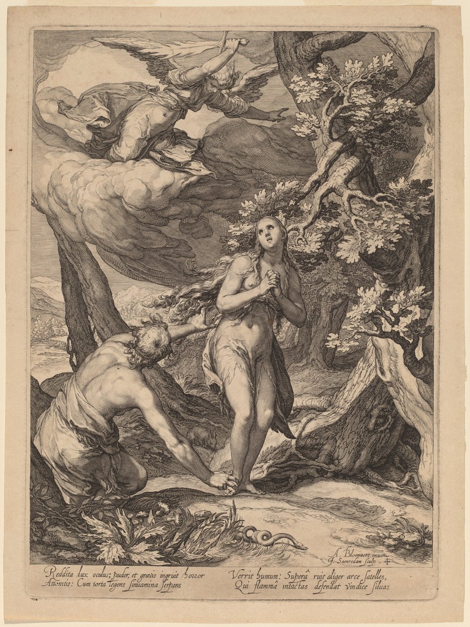 Vyhnání z Edenu od Jan Pietersz Saenredam after Abraham Bloemaert