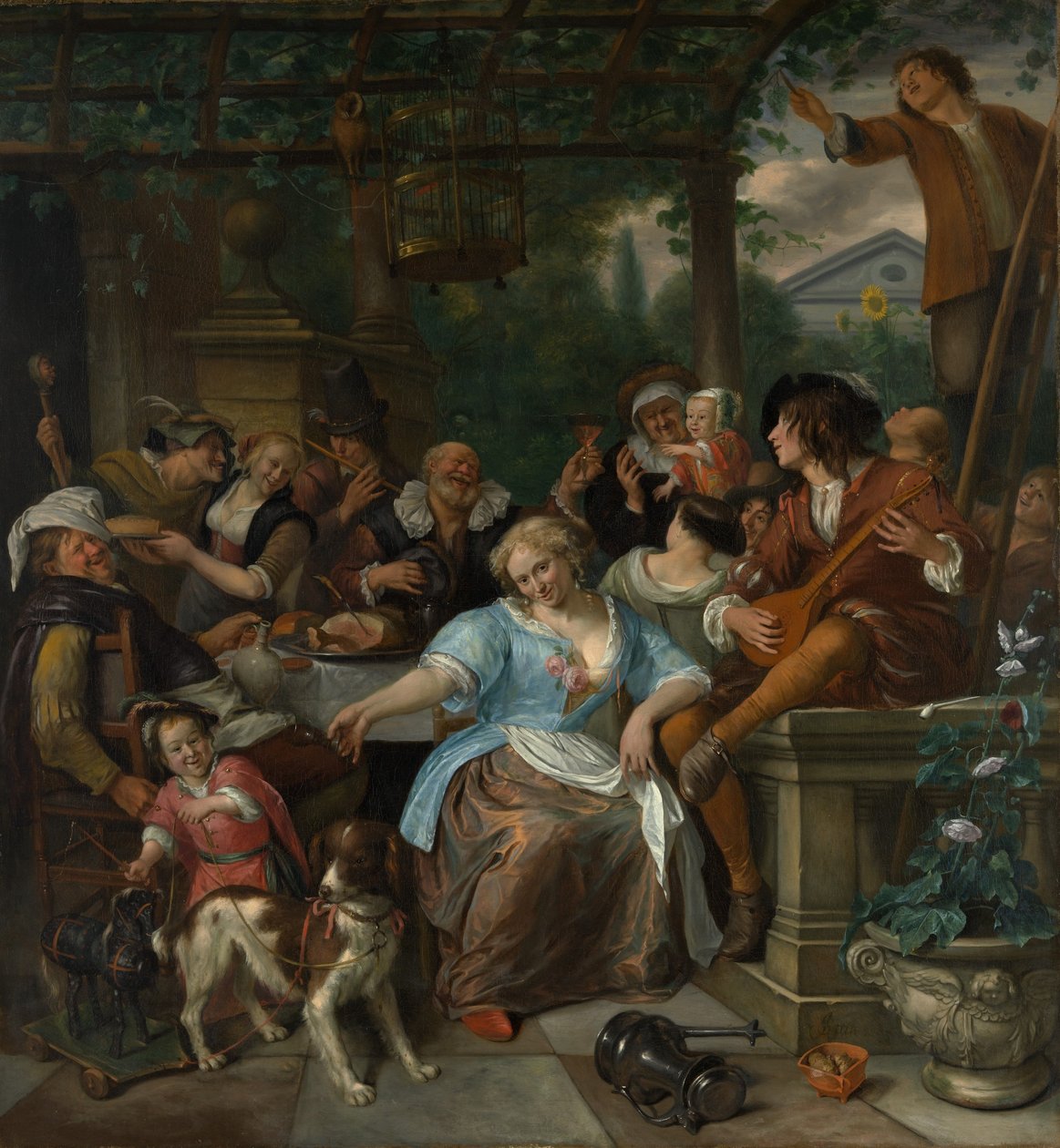 Veselá společnost na terase, ca. 1670. od Jan Havickszoon Steen