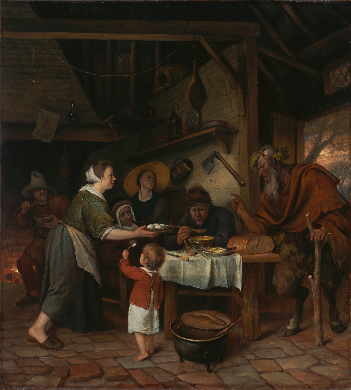 Satyr a selská rodina od Jan Steen