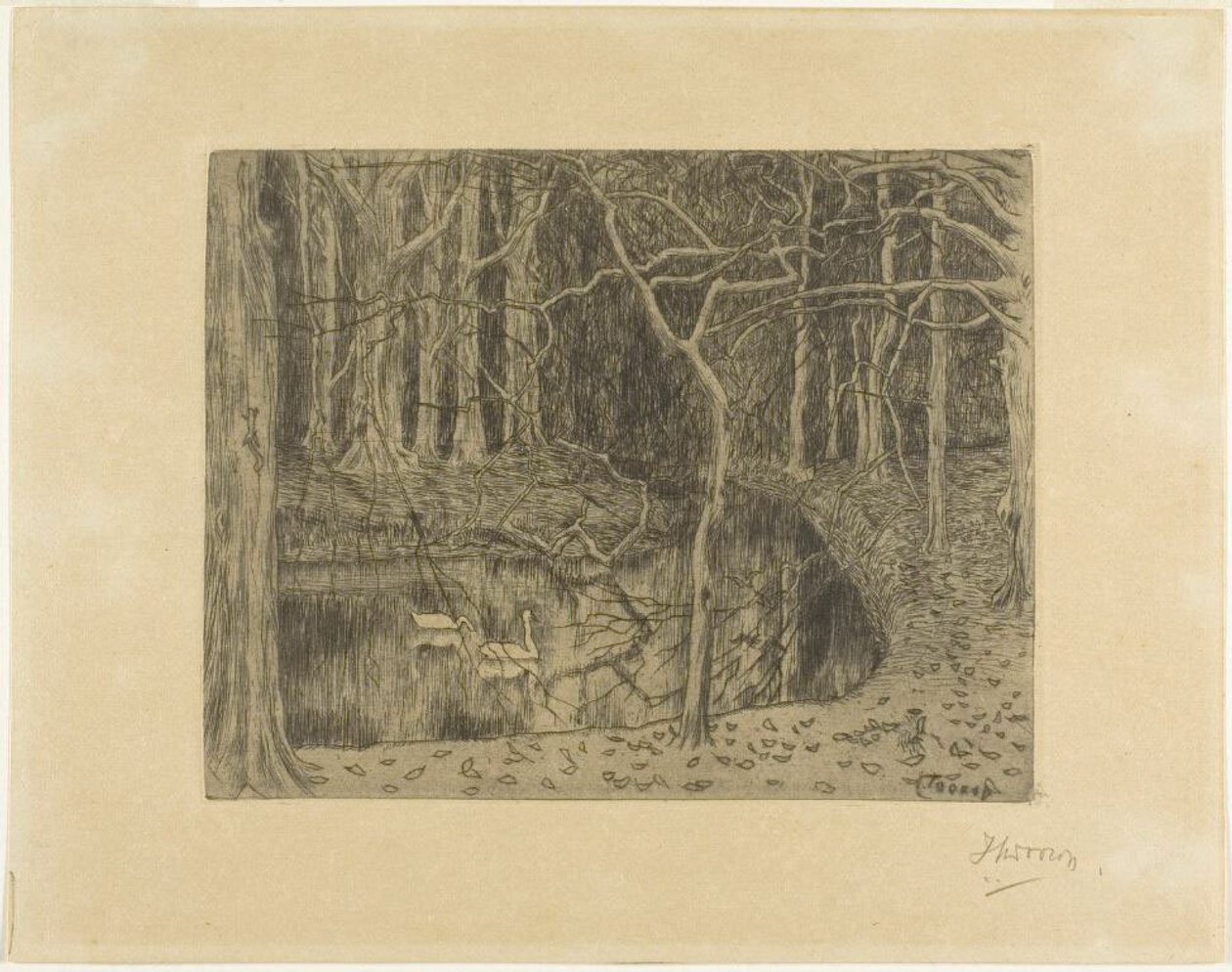 Les s rybníkem a labutěmi od Jan Toorop