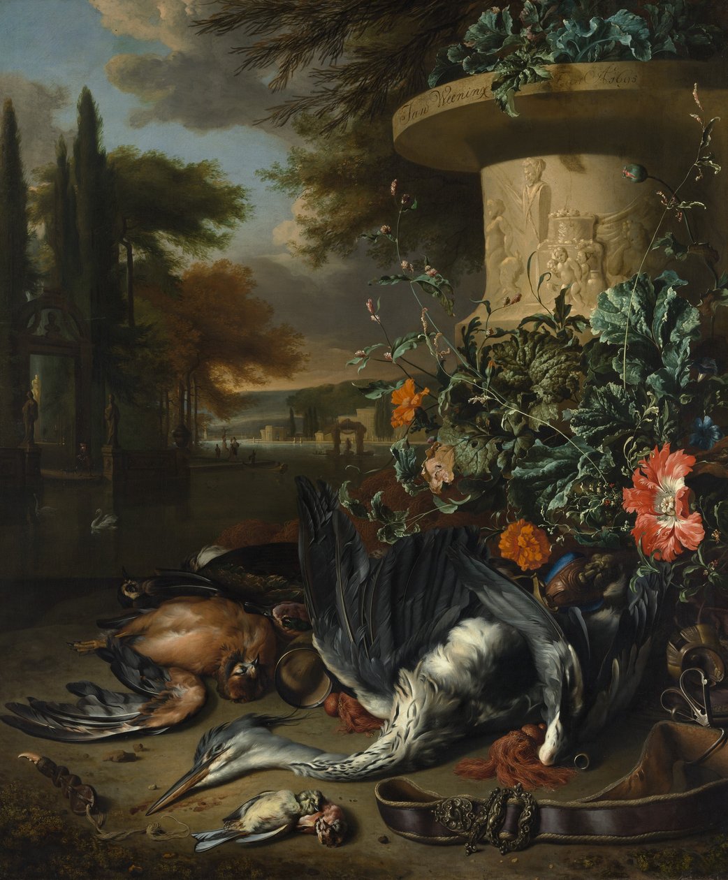 Hra s mrtvou volavkou, 1695. od Jan Baptist Weenix