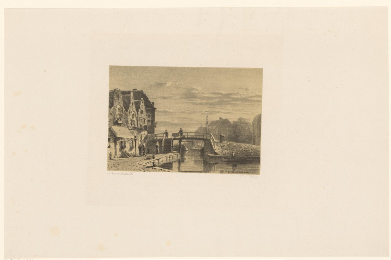 Panoráma města s kanálem od Jan Weissenbruch