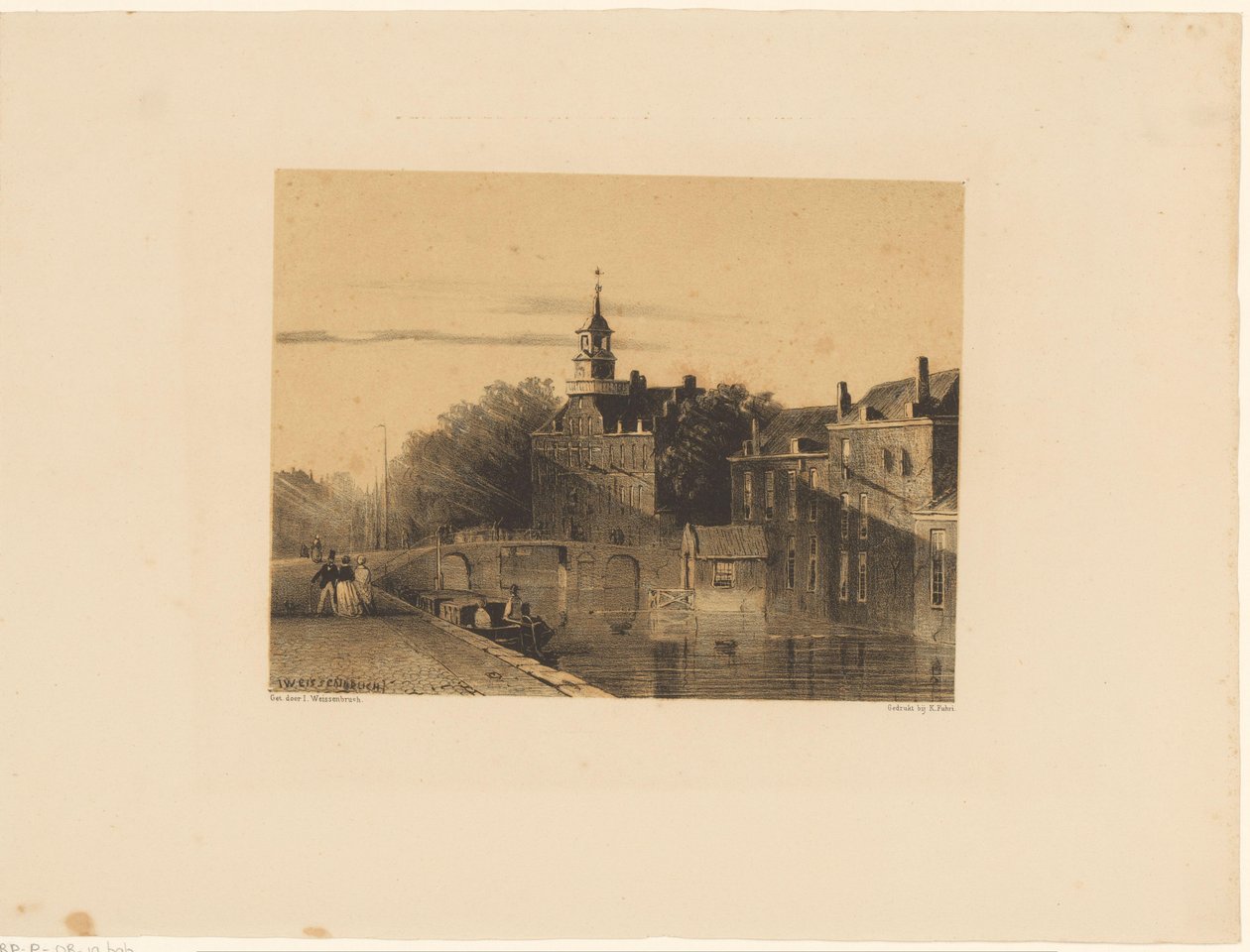 Panoráma města s kanálem od Jan Weissenbruch