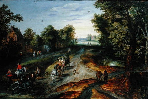 Krajina s vesnickou cestou od Jan studio of Brueghel