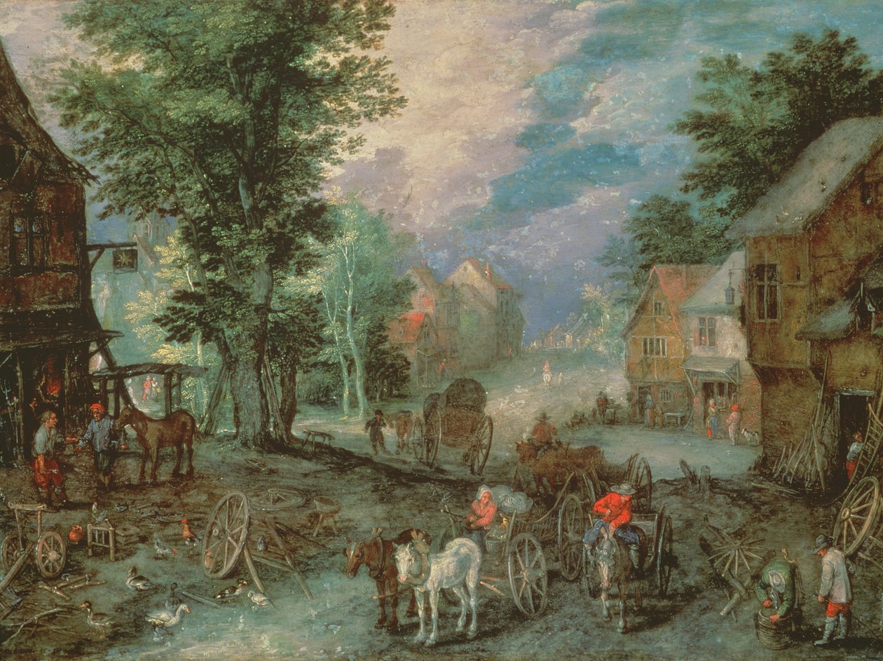Vchod do vesnice od Jan the Elder Brueghel