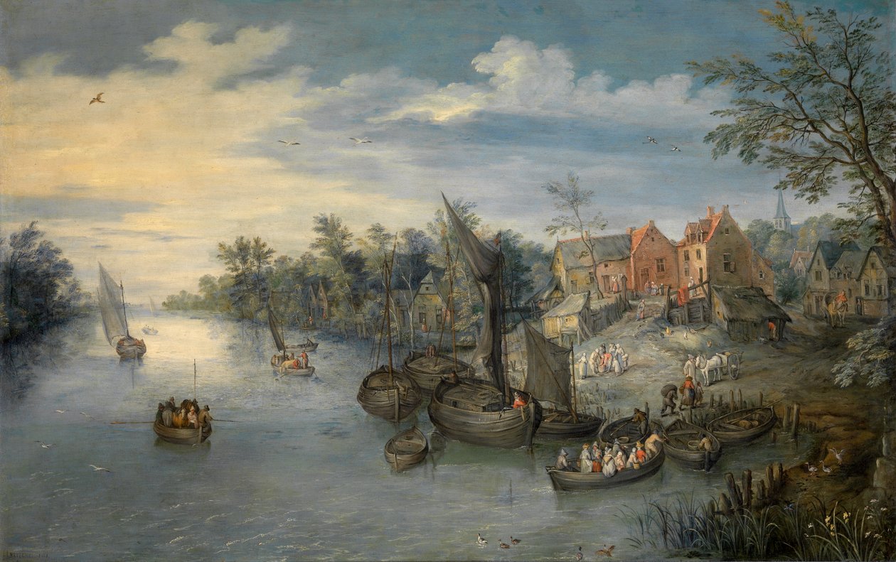 Říční krajina od Jan the Elder Brueghel