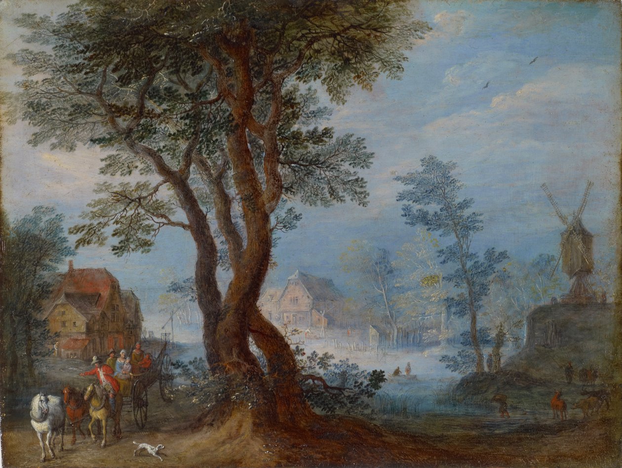 Vesnická krajina s postavami, kolem 1603 od Jan the Elder Brueghel