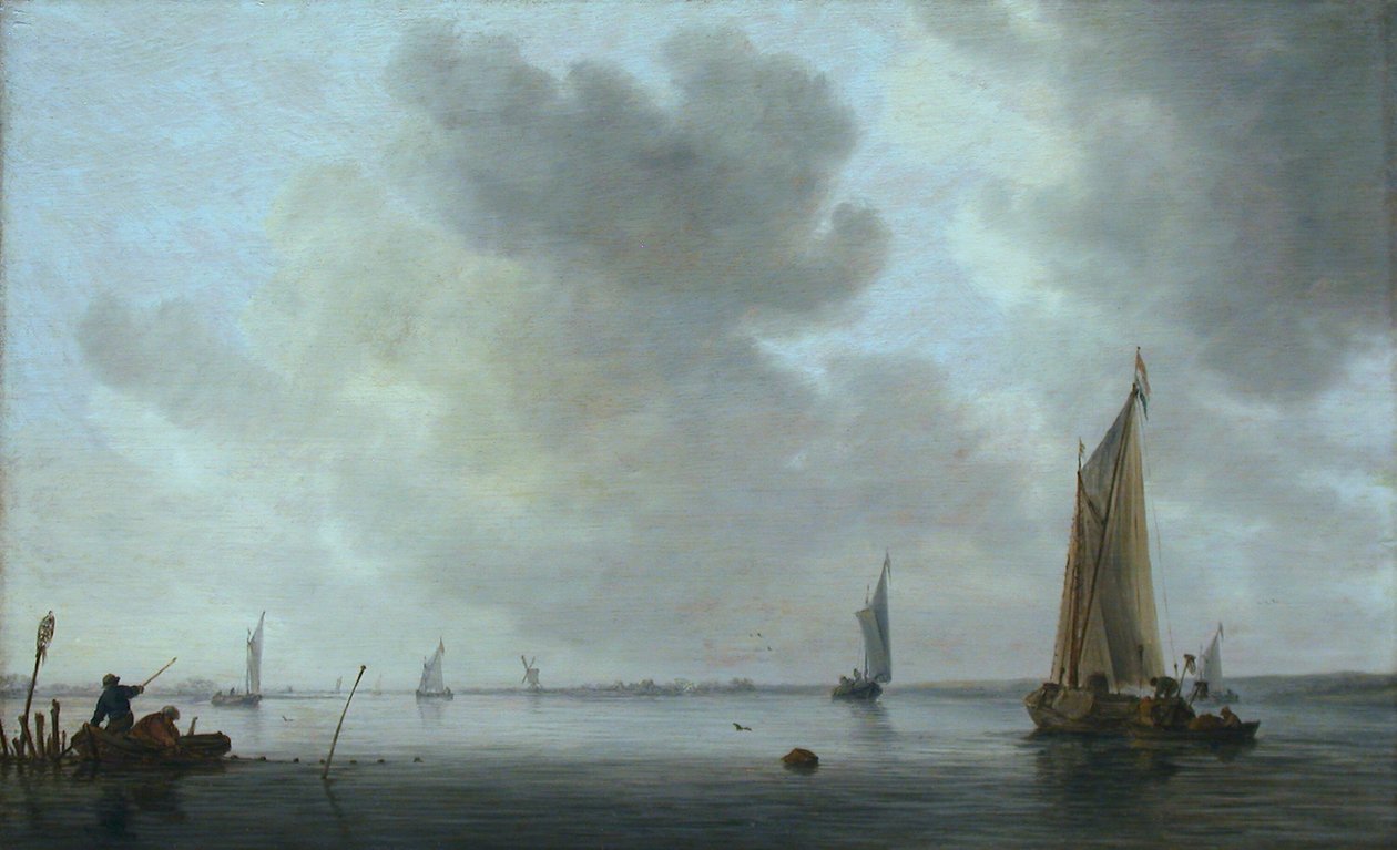 Rybářské lodě u ústí řeky od Jan van Goyen