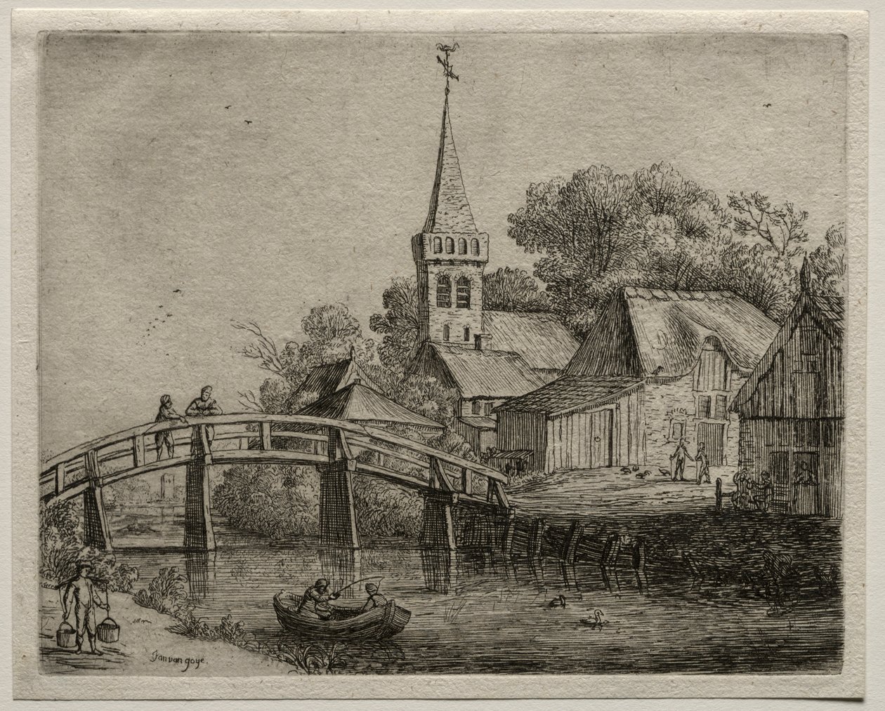 Dřevěný most od Jan van Goyen