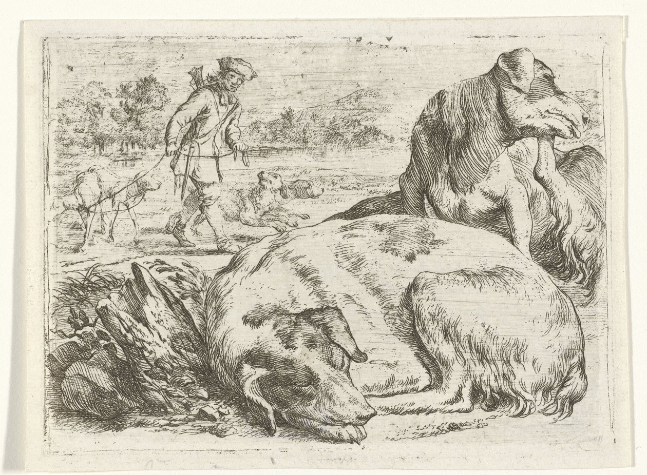 Lovec se svými psy od Jan van Ossenbeeck