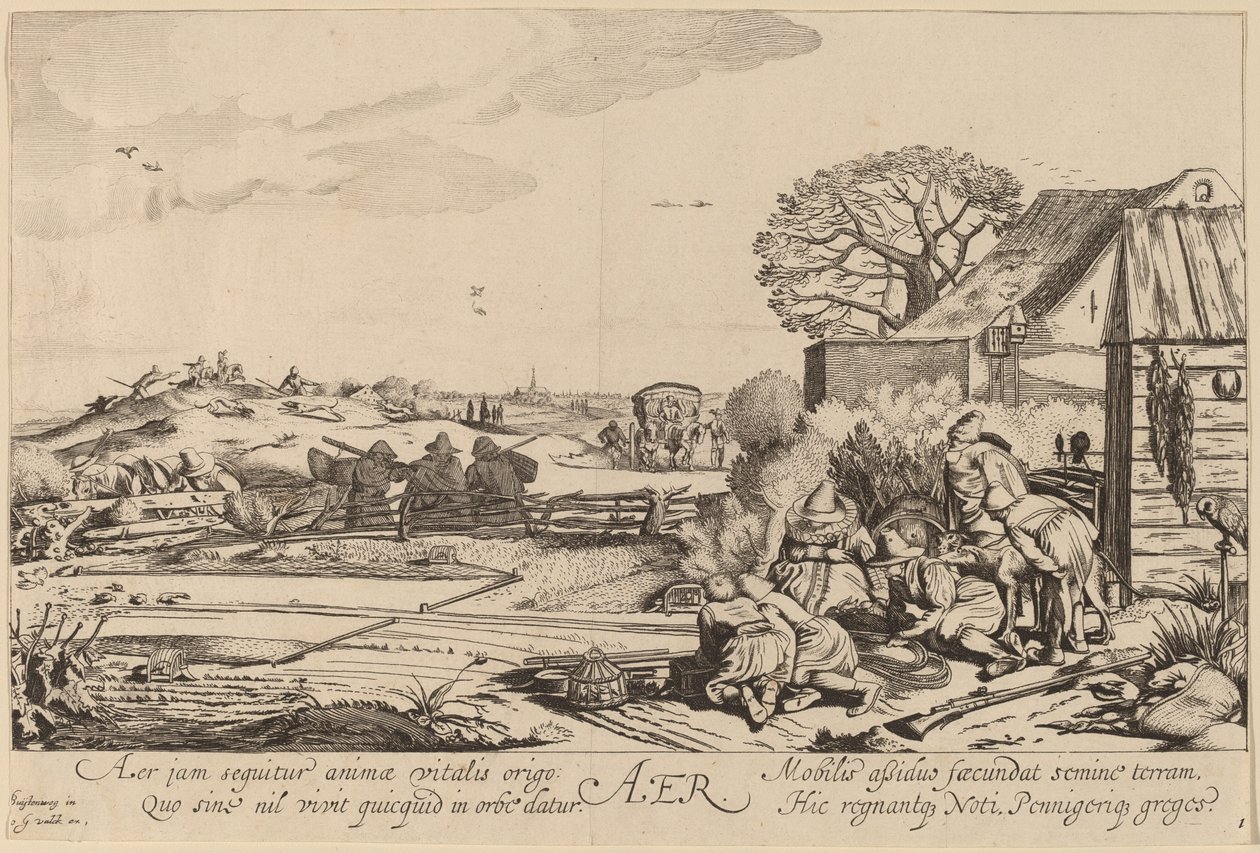 Vzduch od Jan van de Velde II after Willem Buytewech