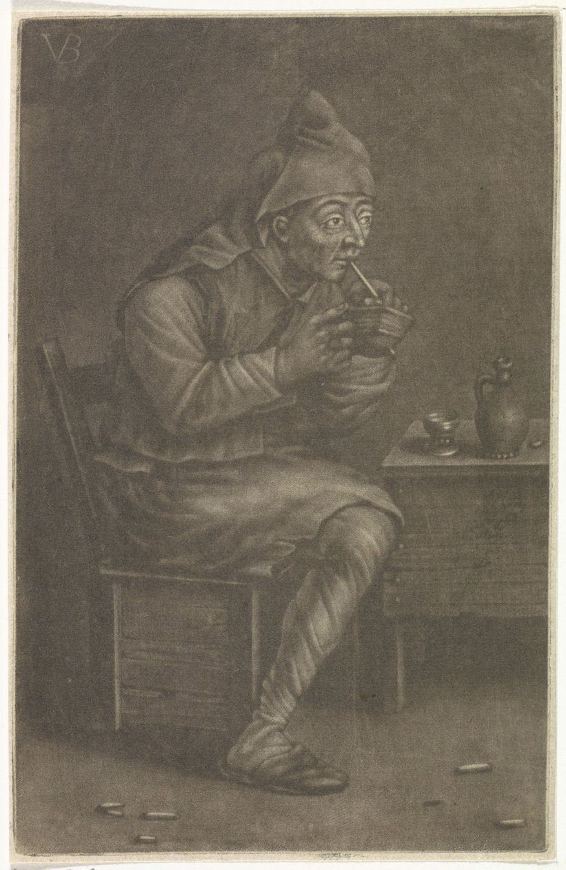 Muž zapálí dýmku od Jan van der Bruggen