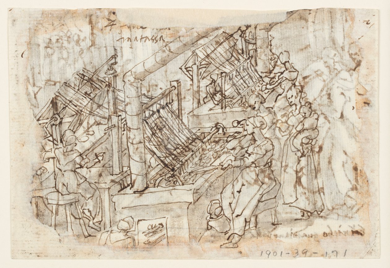 Sericulture, Unwinding Cocoons od Jan van der Straet, called Stradanus