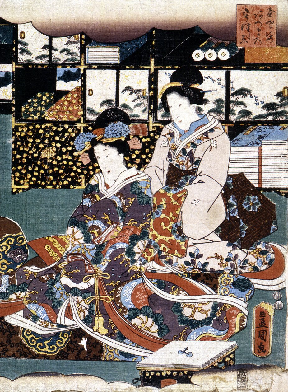 Japonský tisk: deux femmes, n.d. od Japanese School
