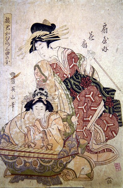 Hudebníci (barevný dřevoryt) od Japanese School