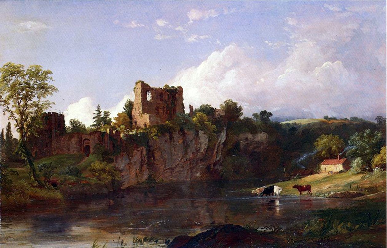 Hrad Chepstow, na Wye, 1854 od Jasper Francis Cropsey