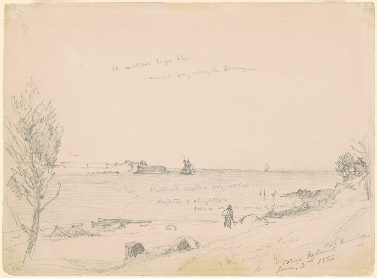 Fort Hamilton, Staten Island od Jasper Francis Cropsey