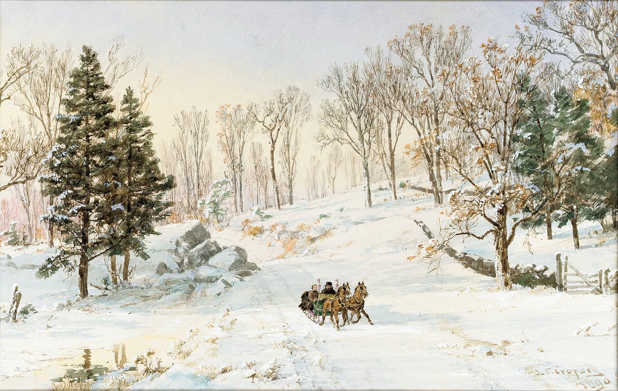 Zima na Ravensdale Road, Hastings-on-Hudson od Jasper Francis Cropsey