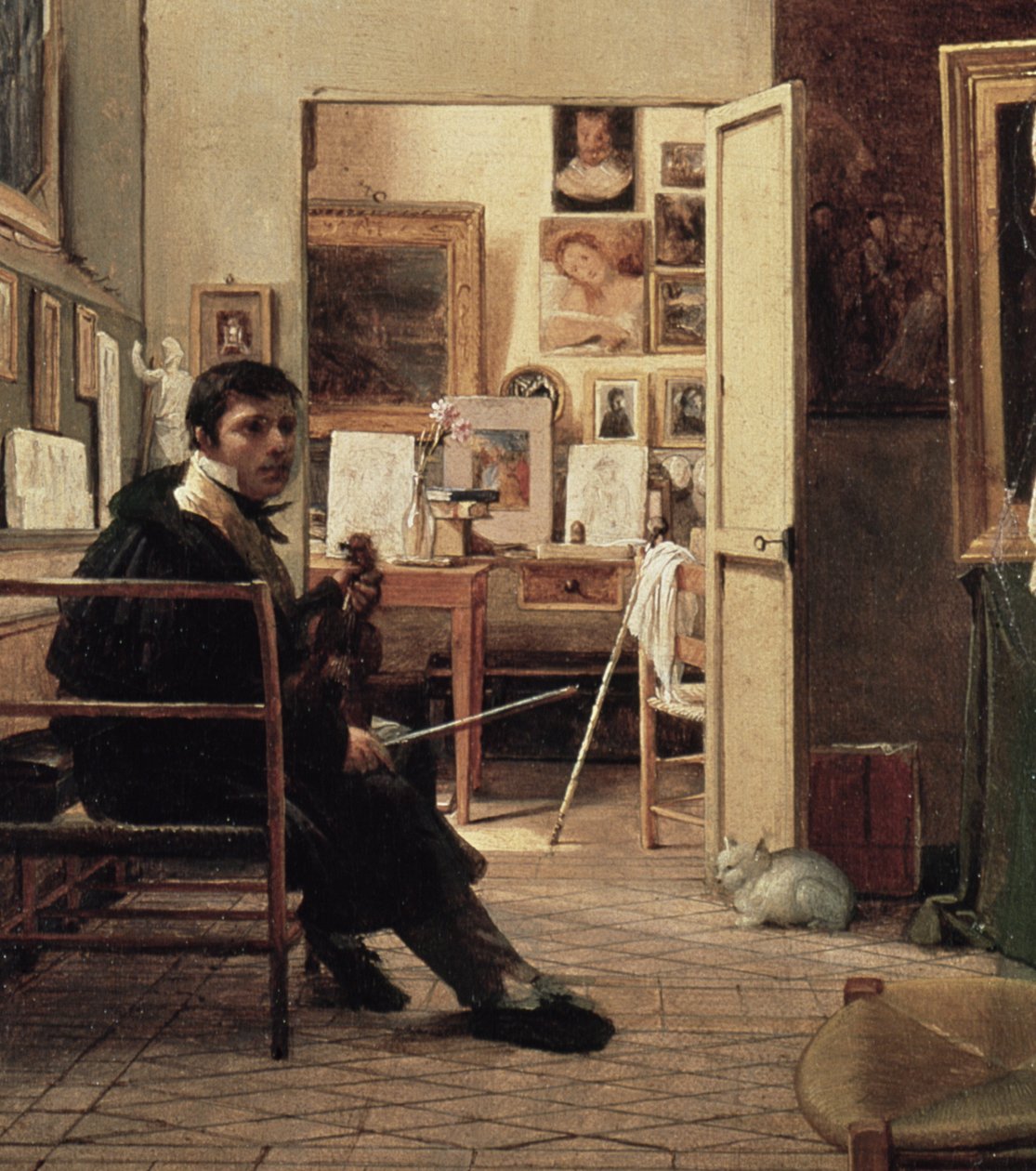 Ingresův ateliér v Římě, 1818 (detail 182576) od Jean Alaux