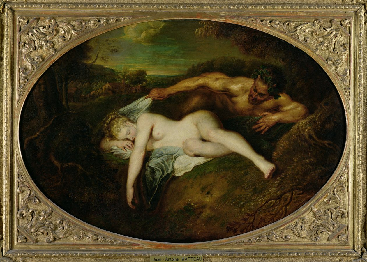 Nymfa a satyr, nebo Jupiter a Antiope, 1715 od Jean Antoine Watteau