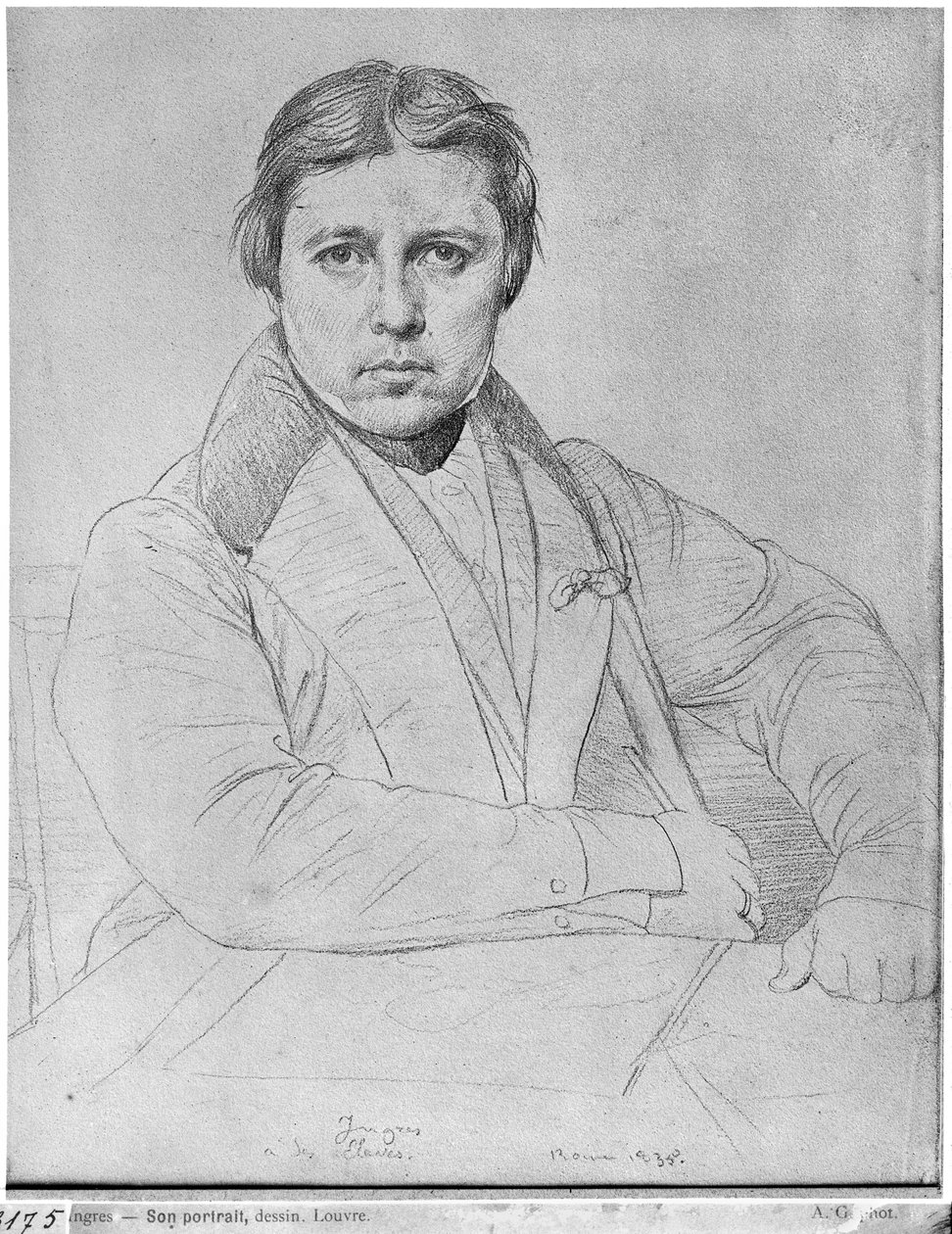 Autoportrét, 1835 (grafit na papíře) od Jean Auguste Dominique Ingres