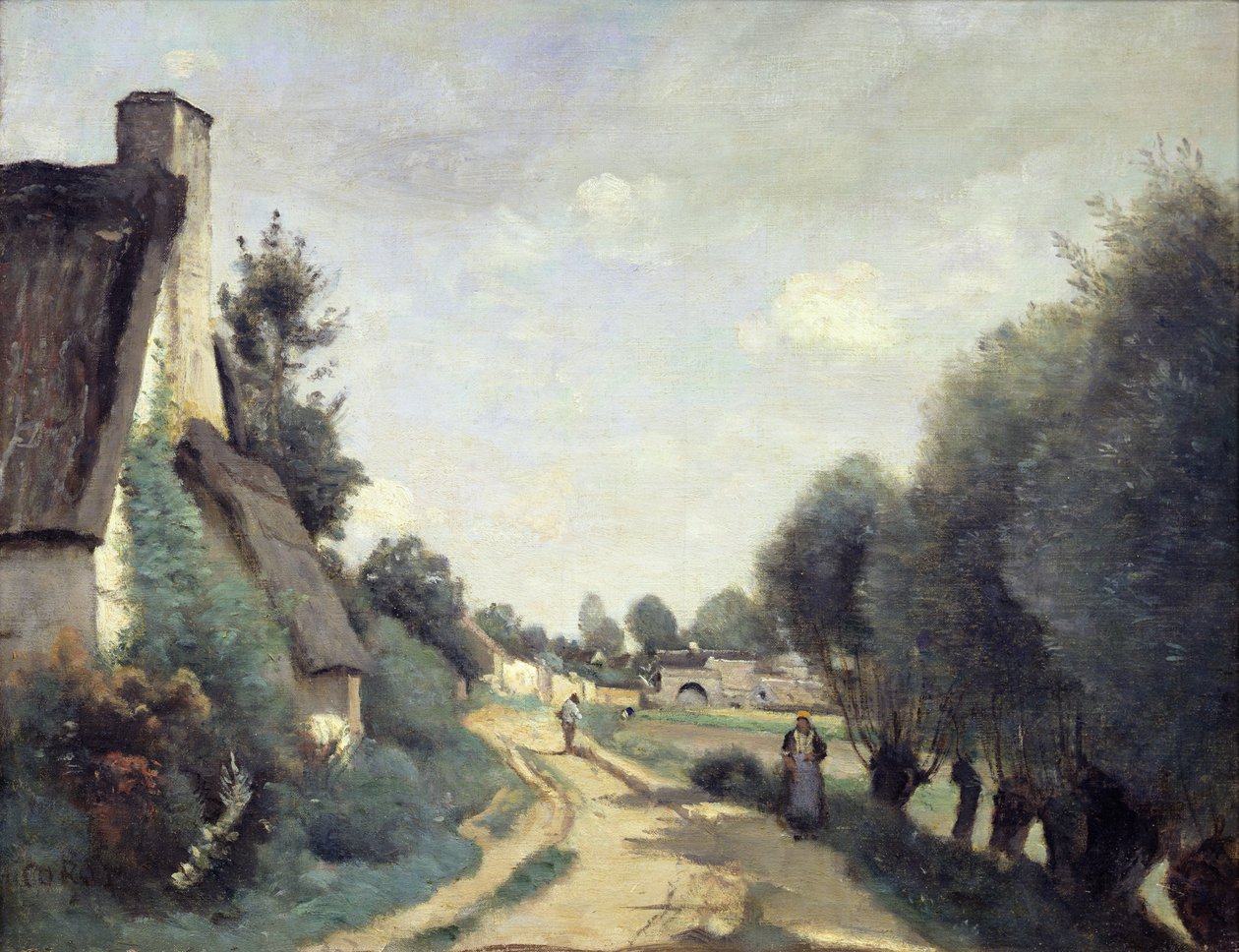 Cesta u Arrasu aneb Chalupy, cca 1842 od Jean Baptiste Camille Corot