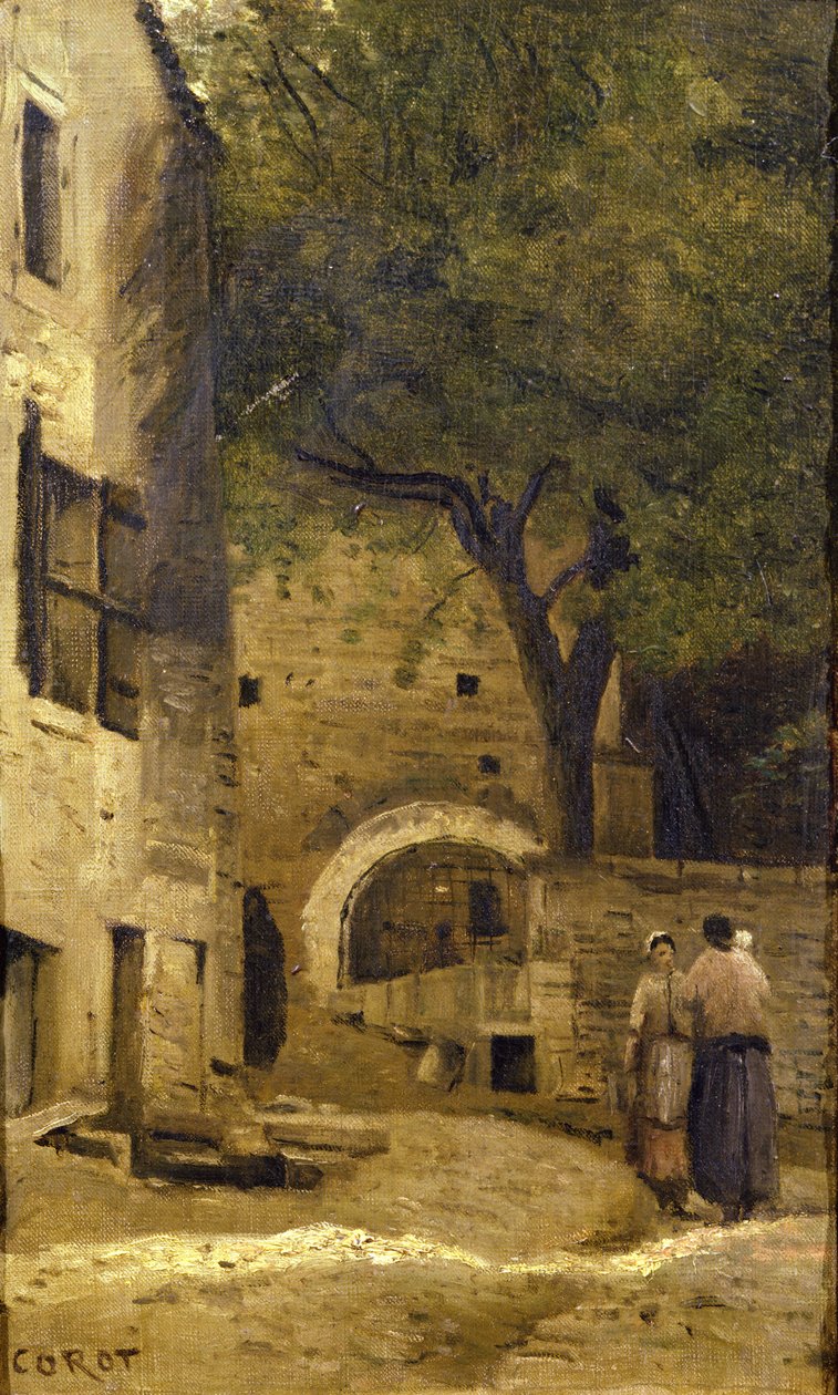 Vesnická scéna od Jean Baptiste Camille Corot