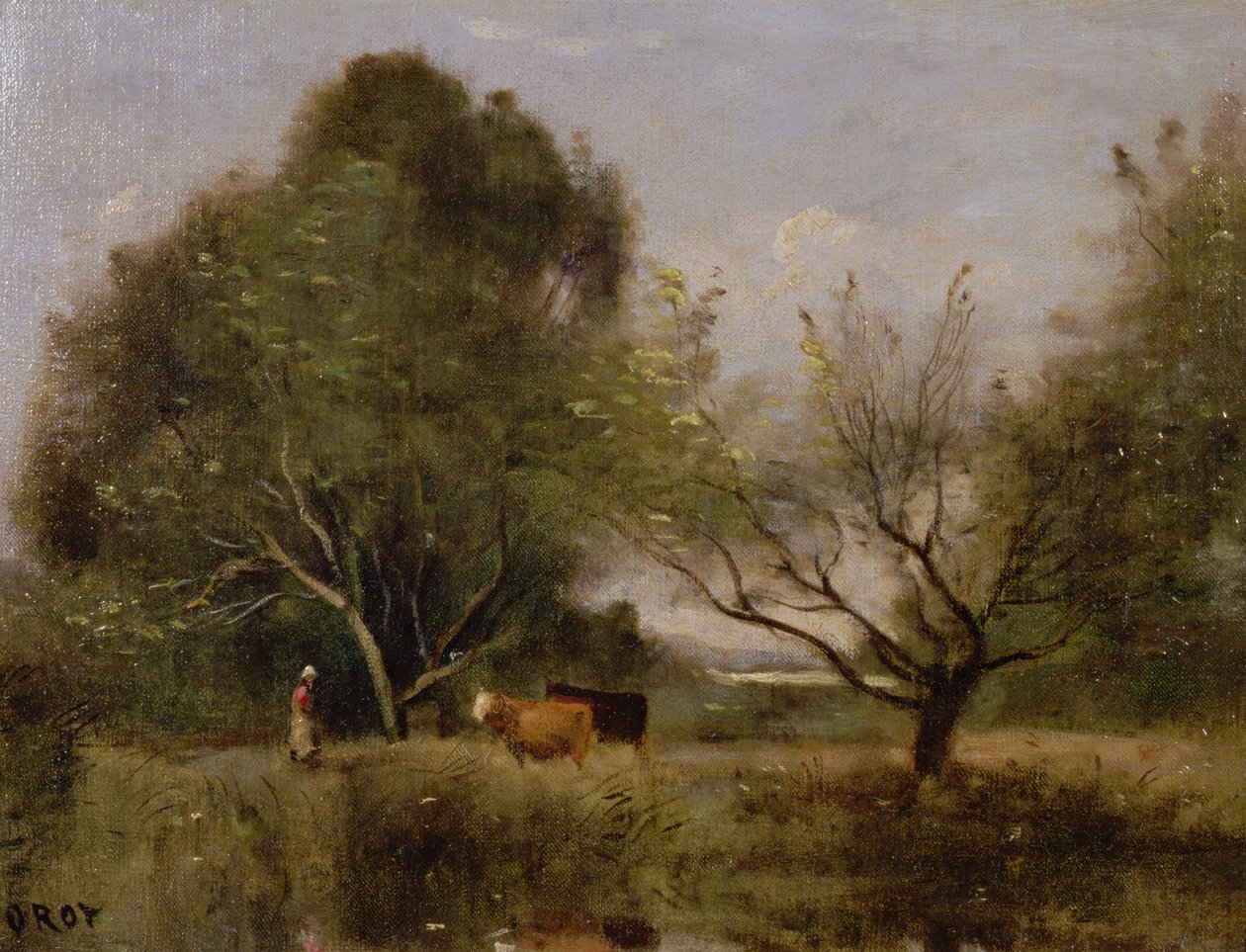 Krajina s dobytkem od Jean Baptiste Camille Corot