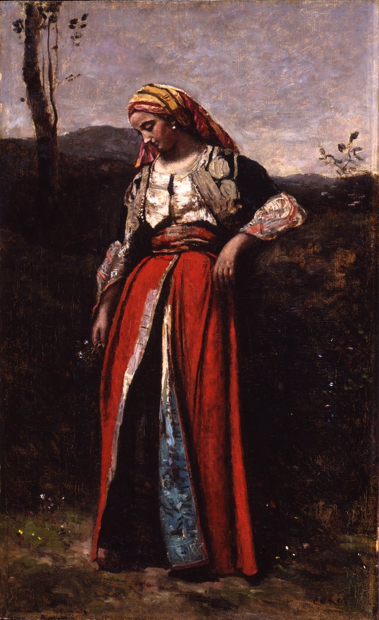 Portrét Mlle Dobigny, 1865-70 (olej na dřevě) od Jean Baptiste Camille Corot