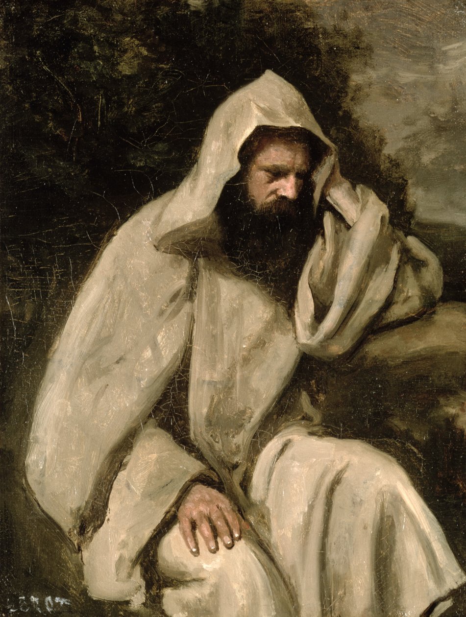 Portrét mnicha, cca 1840-45 od Jean Baptiste Camille Corot
