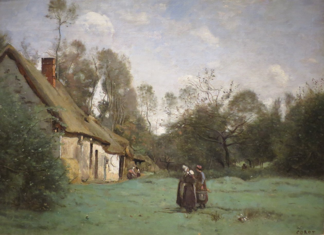 Došková chata v Normandii od Jean Baptiste Camille Corot