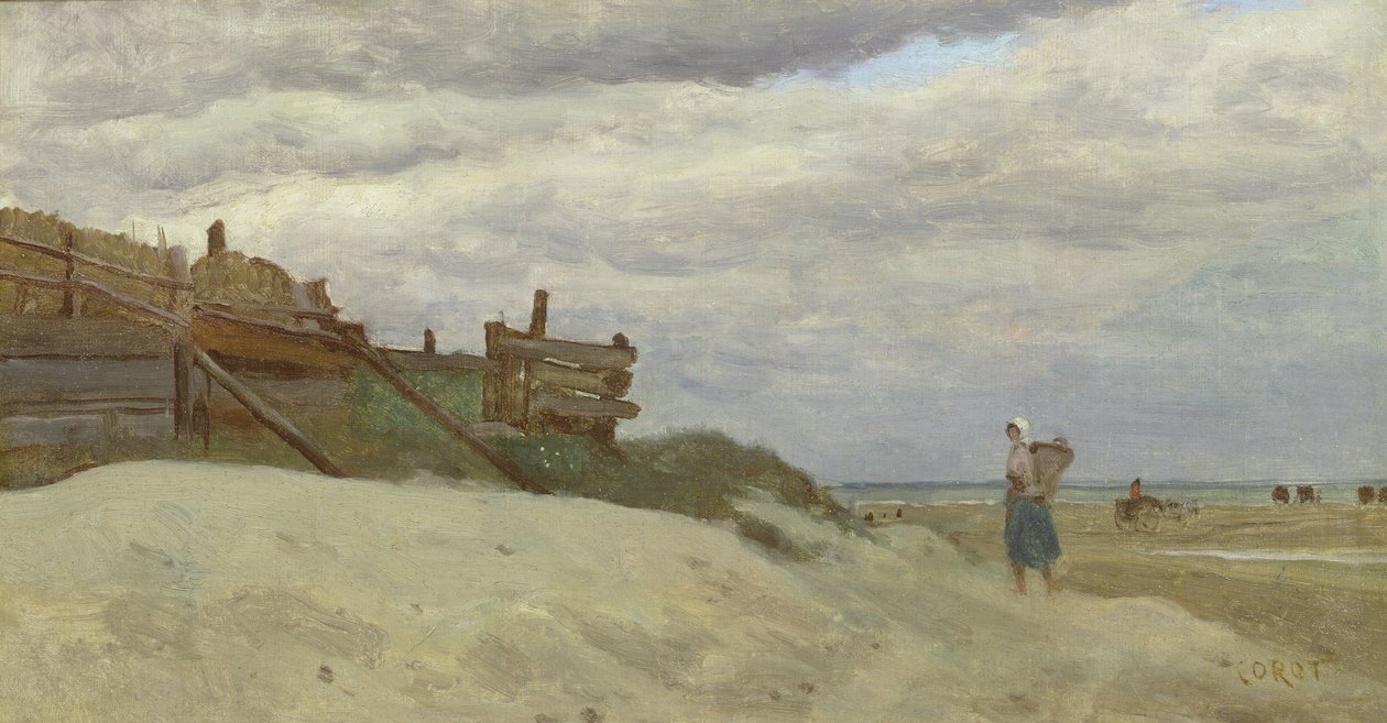 Pláž v Dunkerque, 1857 od Jean Baptiste Camille Corot