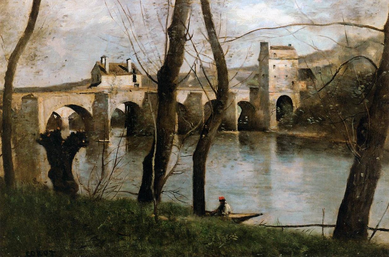 Most v Mantes od Jean Baptiste Camille Corot
