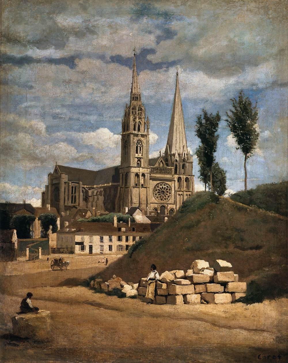 Katedrála v Chartres od Jean Baptiste Camille Corot