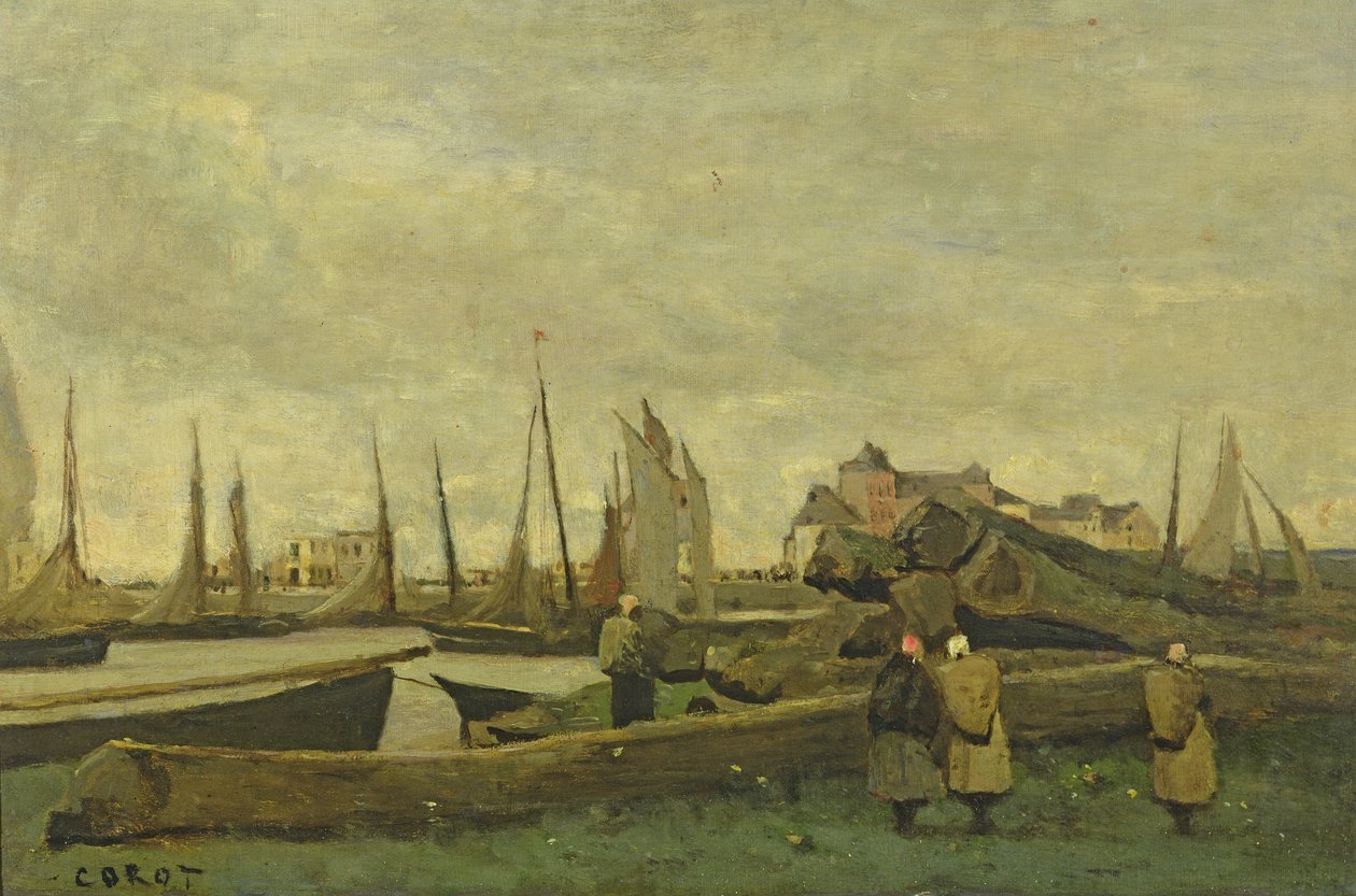 Zpráva - A Quay, c.1855-65 od Jean Baptiste Camille Corot