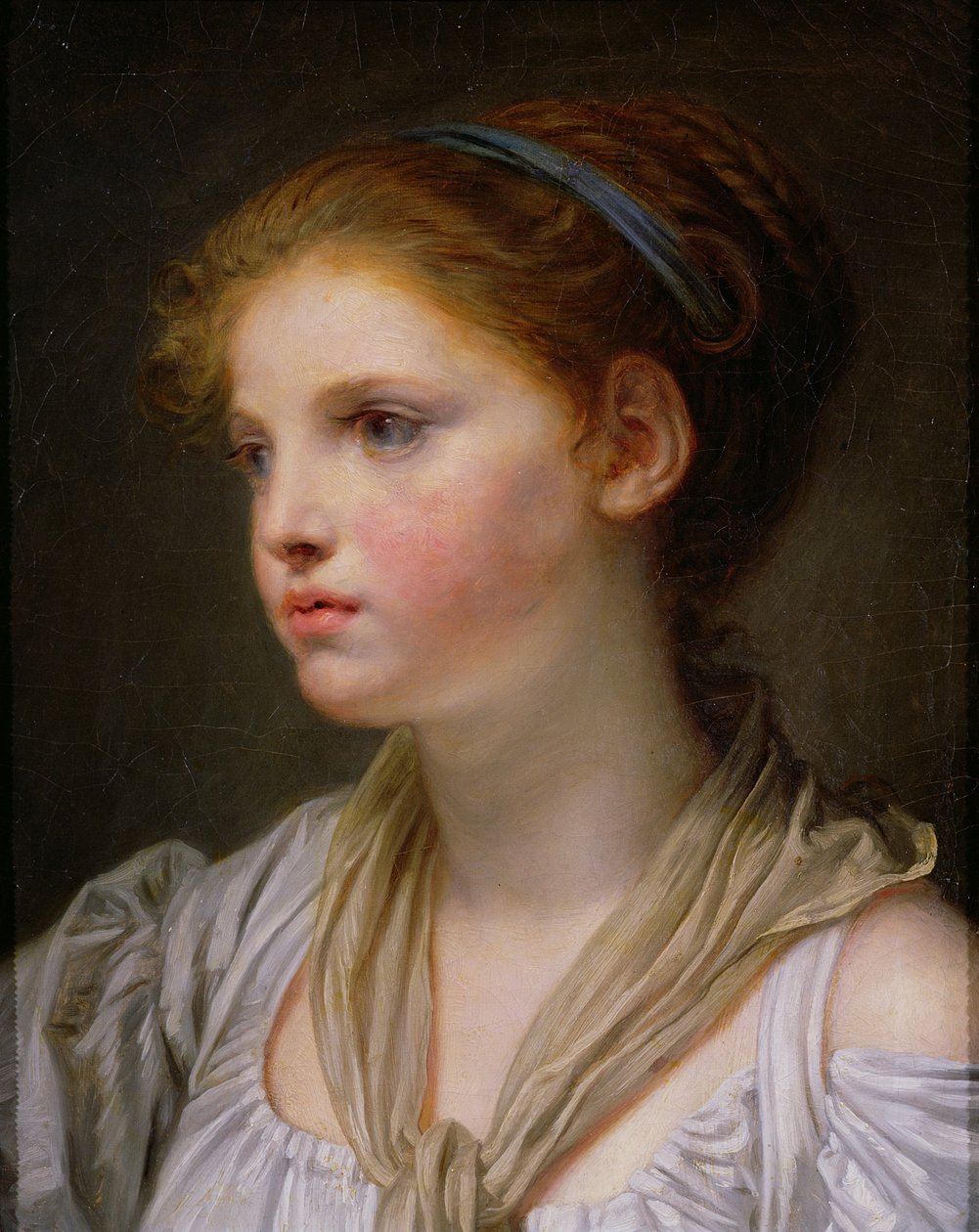 0irl s modrou stuhou od Jean Baptiste Greuze