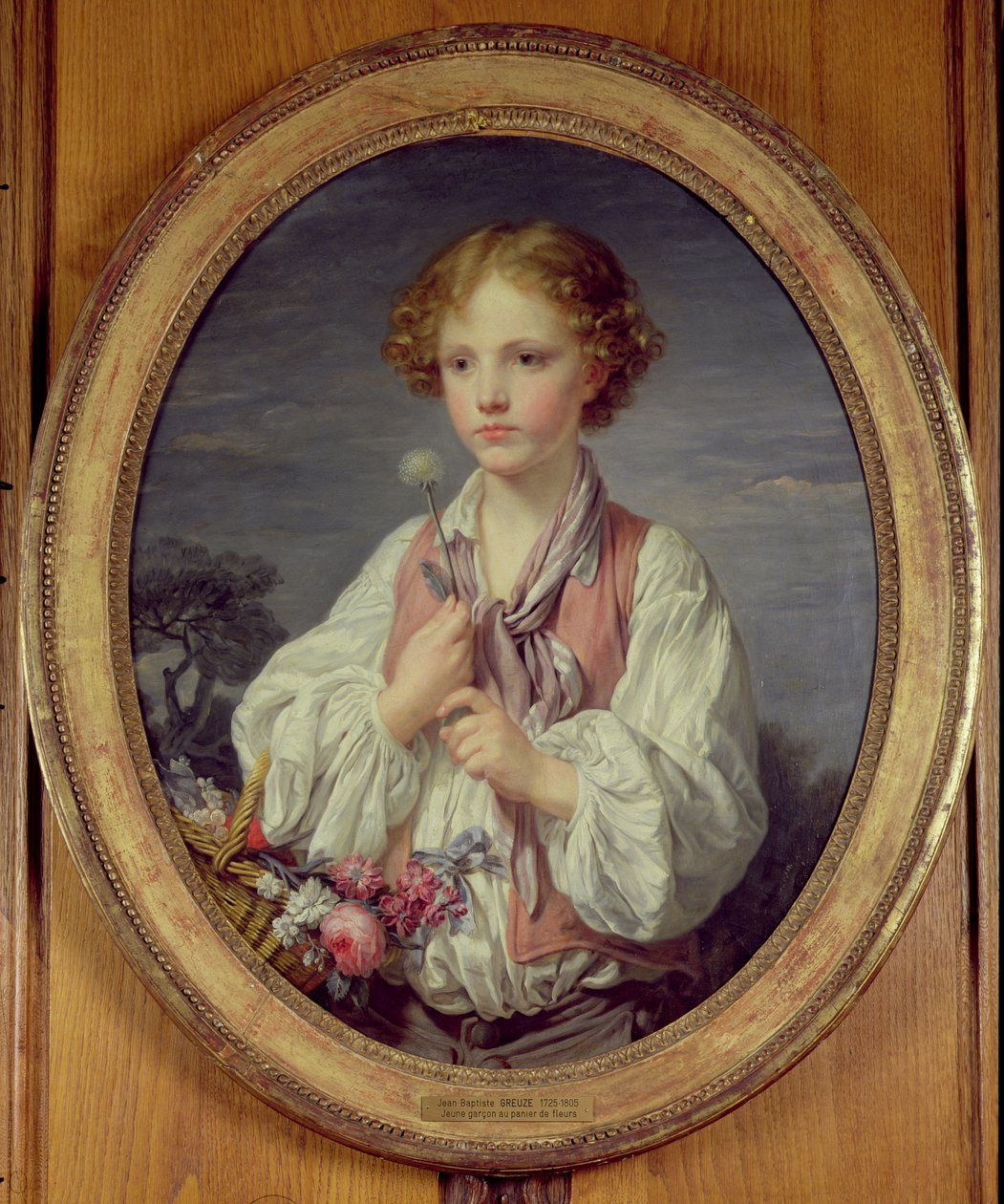 Mladý chlapec s košíkem květin od Jean Baptiste Greuze