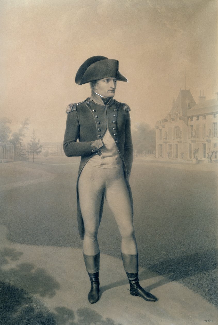 Napoleon Bonaparte (1769-1821) první konzul v Malmaison, z „Livre du Sacre“, 1804 od Jean Baptiste Isabey