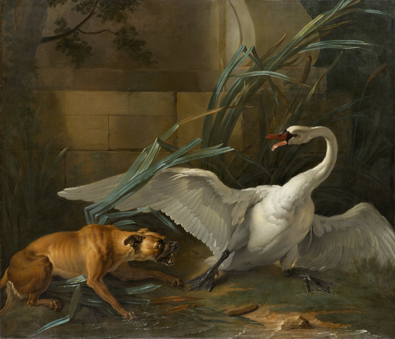 Labuť napadena psem od Jean Baptiste Oudry