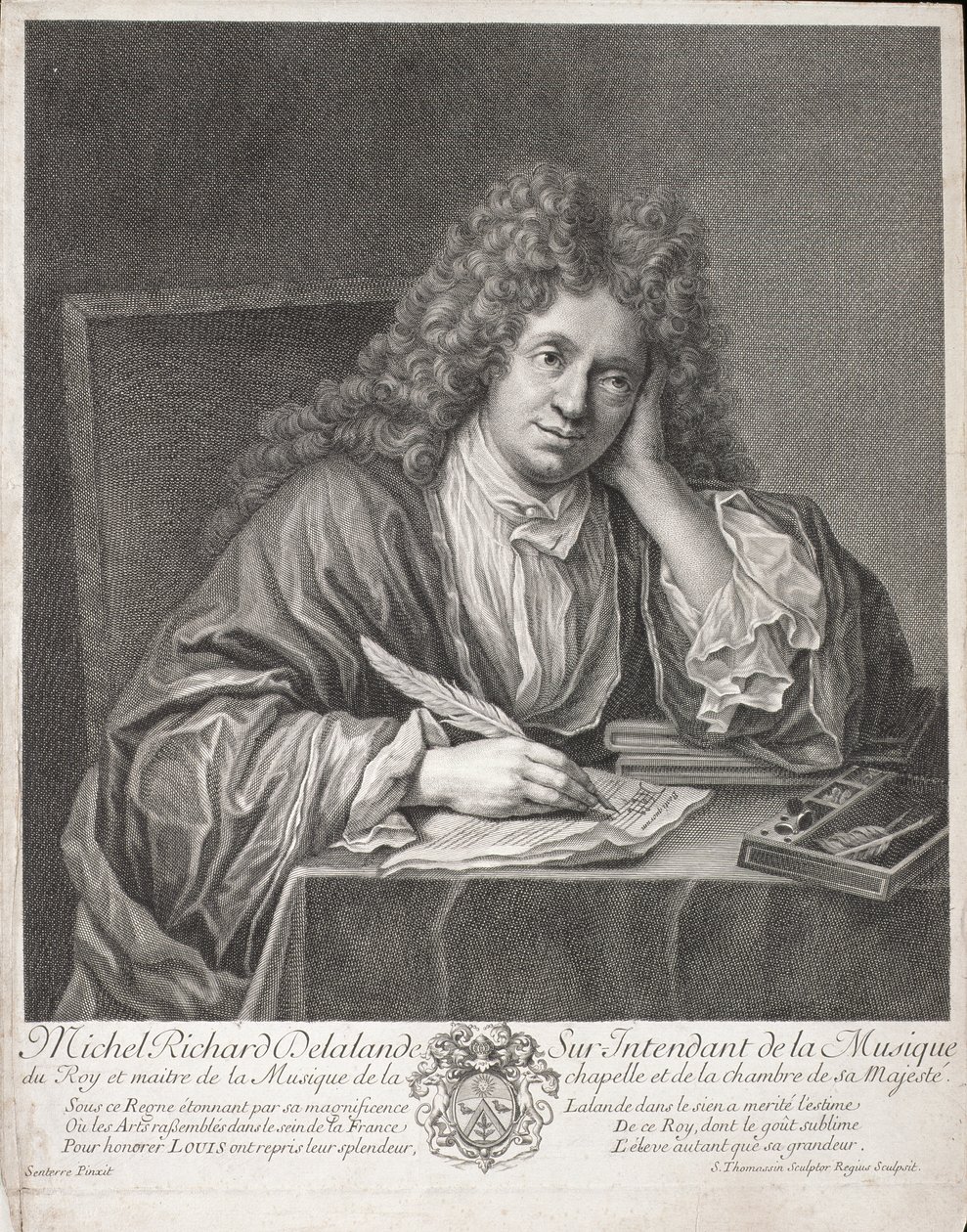 Michel Richard Delalande (1657-1726) vyrytý Simonem Thomassinem (1655-1733) od Jean Baptiste Santerre