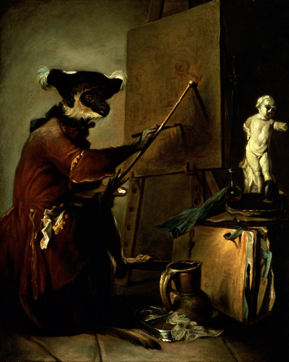 The Monkey Painter, 1740 od Jean Baptiste Simeon Chardin