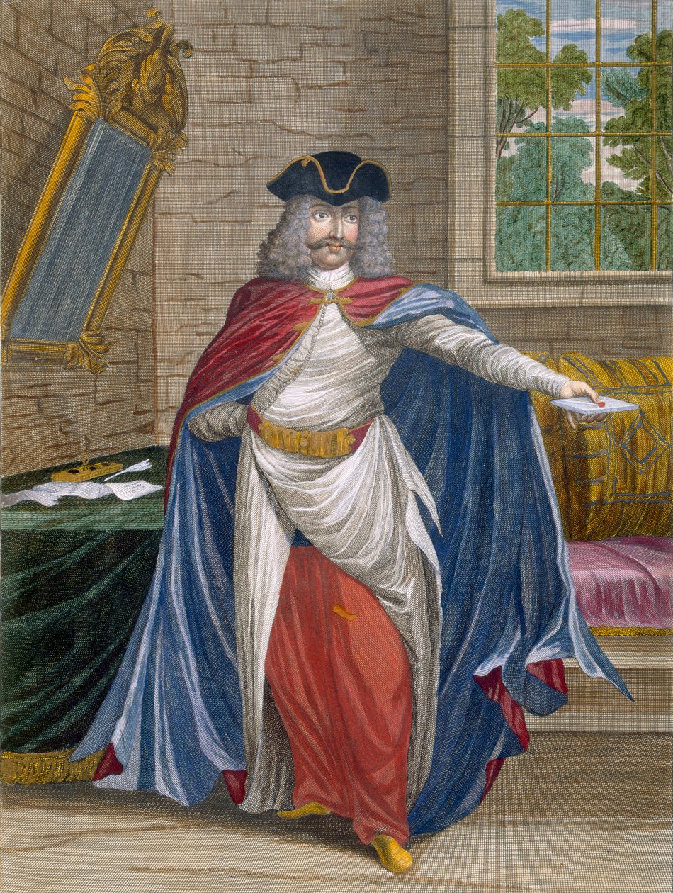 Francouzský kupec, deska 61 ze "Sbírky sta tisků představujících různé národy Levanty" od Charlese de Ferriol, vyryl Gerard Scotin (1671-1716), 1707-08 (kolorovaná rytina). od Jean Baptiste Vanmour