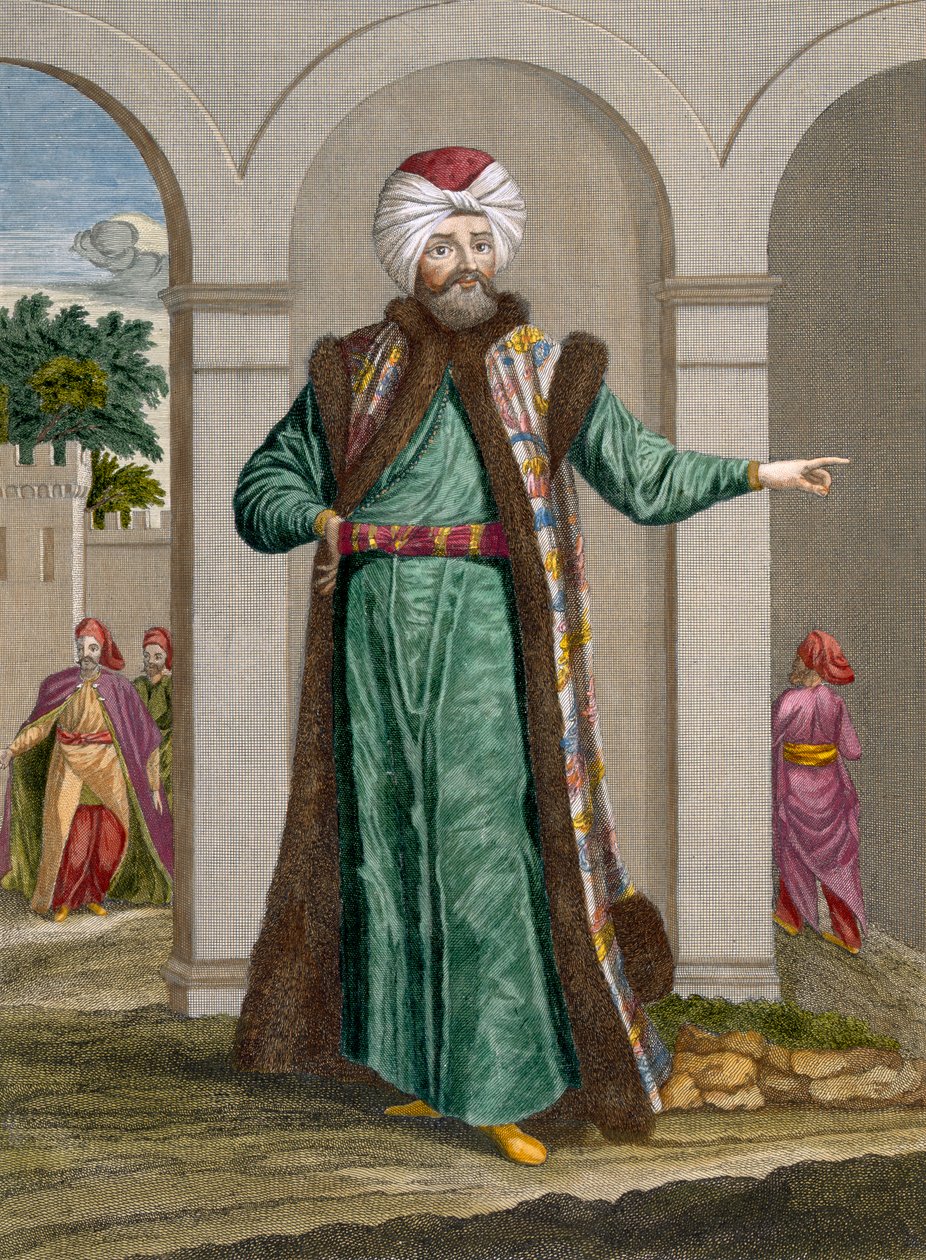 Bostangi-Bachi, deska 18 ze "Sbírky sta tisků zobrazujících různé národy Levanty" od Charlese de Ferriol, vyryl Gerard Scotin (1671-1716), 1707-08 (kolorováno en). od Jean Baptiste Vanmour