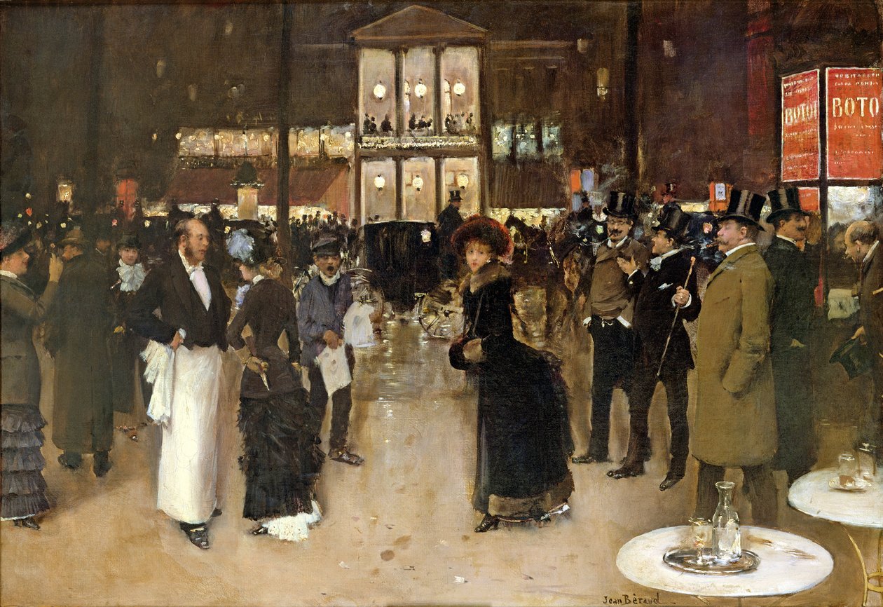 Boulevard v noci, před Theater des Varietes, c.1883 od Jean Beraud