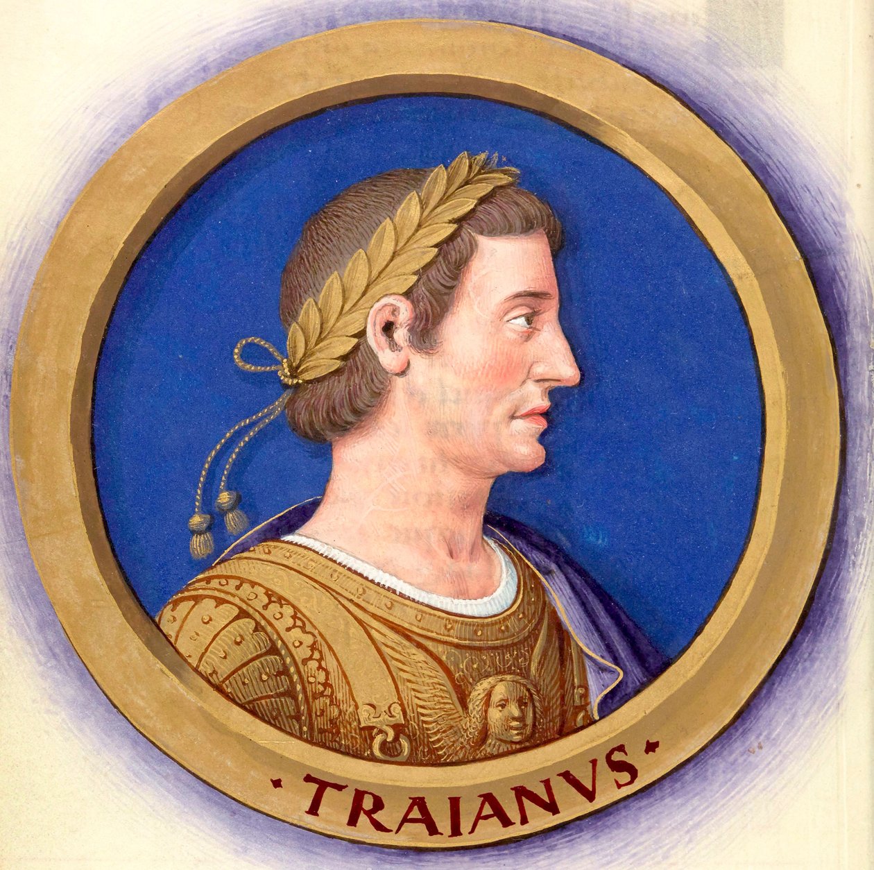 Popis dvanácti Caesarů s jejich postavami 14-Trajan od Jean Bourdichon